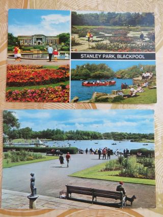 2 Vintage 1970s Blackpool Stanley Park Real Photo Postcards