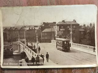 Vintage Postcard Photo Exe Bridge From Bridge St Exeter Unposted Tram Trollybus