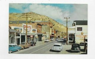 Vintage Chrome Postcard Street Scene And Cedar Hill Virginia City Nv M1549