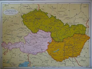 Vintage 1950 Atlas Map Czechoslovakia - Hungary - Austria Old & Authentic