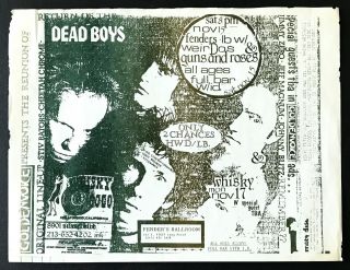 Guns N’ Roses & Dead Boys Rare Concert Flyer November 15,  1986 Poster