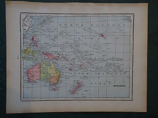 Vintage 1900 South Pacific Map Old Antique Atlas Map 101418