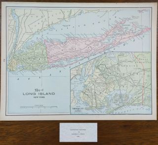 Vintage 1900 Long Island Map 14 " X11 " Old Antique North Fork Southold