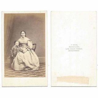 Cdv Victorian Lady & Child Carte De Visite Photograph By Ellis Of Cheltenham