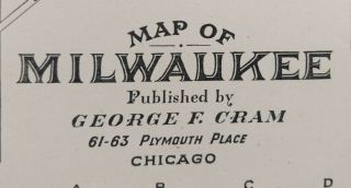 Vintage 1901 Milwaukee Wisconsin Map 14 " X22 " Old Antique Jones Island