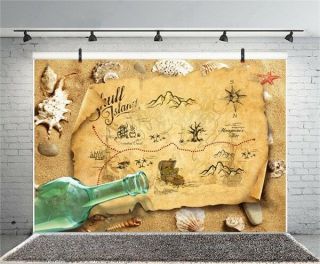 7x5Ft Pirates Old Treasure Map Isolated Photo Backdrops Photography Background 2
