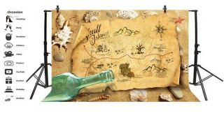 7x5Ft Pirates Old Treasure Map Isolated Photo Backdrops Photography Background 3
