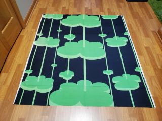 Awesome Rare Vintage Mid Century Retro 70s Tampella Huge Green Clouds Fabric