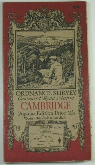 1920 Old Os Ordnance Survey Popular Edition One Inch Cloth Map 85 Cambridge