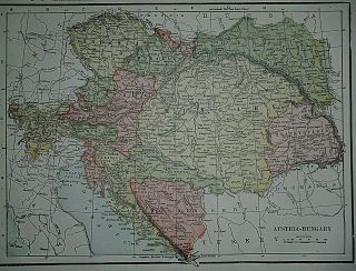 Vintage 1899 Atlas Map Austria - Hungary Old & Authentic S&h