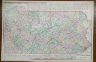 Vintage 1900 Pennsylvania Map 22 " X14 " Old Antique Harrisburg Media Philadelphia