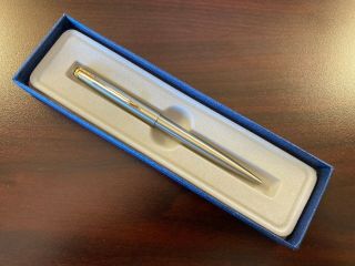 Rare Vintage Parker “falcon” Stainless Steel Ballpoint Pen With Gold Trim