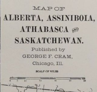 Vintage 1900 Alberta Assiniboia Athabasca Saskatchewan Map Old Antique