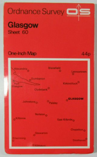 1971 Old Vintage Os Ordnance Survey One - Inch Seventh Series Map 60 Glasgow