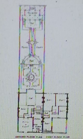A Terrace House,  Ground Floor Plan,  M H Baille Scott,  Magic Lantern Glass Slide