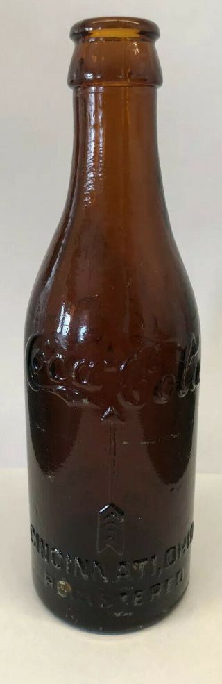 Rare Double Arrow Amber Coke Bottle Cincinnati,  Ohio Oh Ca.  1910