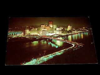 Vintage Postcard,  Pittsburgh,  Pennsylvania,  Pa,  Aerial View Of Skyline At Night
