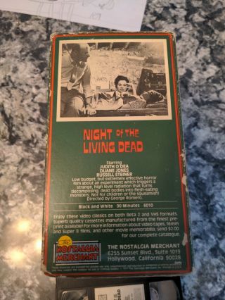 rare Night of the Living Dead VHS Nostaliga Merchant release 2