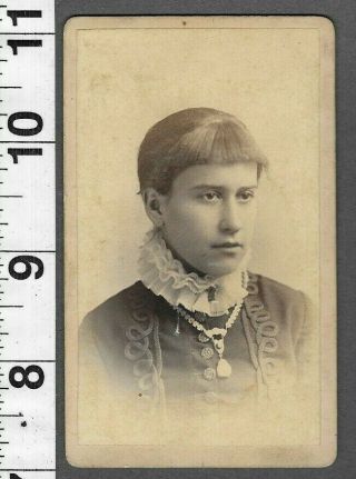 Girl In Traditional Dress Fashion Antique Cabinet Card Vintage Portrait Photo