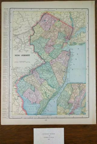Vintage 1900 Jersey Map 11 " X14 " Old Antique Millville Woodbridge