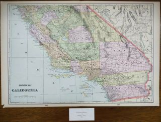 Vintage 1900 Southern California Map 22 " X14 " Old Antique Los Angeles