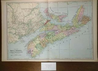 Vintage 1900 Nova Scotia & Prince Edward Island Canada Map Old Antique