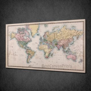 Old Vintage World Map Office Home Box Canvas Print Wall Art Picture