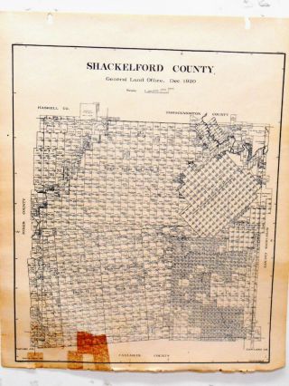 Old Shackelford County Texas General Land Office Owner Map Albany,  Orphan Asylum