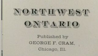 1900 Vintage Northwest Ontario Canada Map 22 " X14 " Old Antique Port Arthur