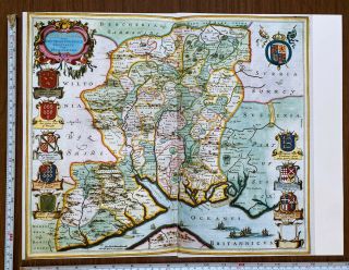 Old Antique Vintage Tudor Blaeu Map Of Hampshire England 1665 1600 