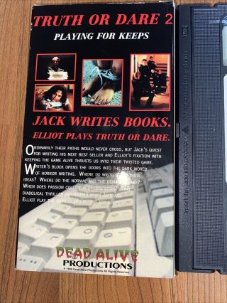 Writer ' s Block Truth Or Dare 2 Horror VHS Rare Dead Alive Productions Horror 3