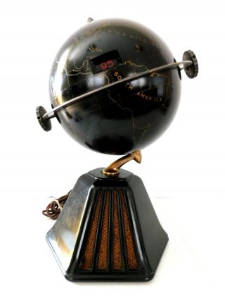 Vintage Raymond Loewy Old Antique Colonial Globe Art Deco Bakelite Map Radio