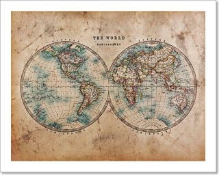Old World Map In Art Print / Canvas Print.  Poster,  Wall Art,  Home Decor - L