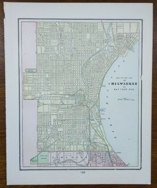 1900 Vintage Milwaukee Wisconsin Map 11 " X14 " Old Antique Bayview