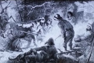 Hunters And Trappers In The West,  Magic Lantern Glass Slide,  F.  O.  C.  Darley