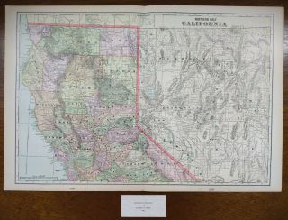 Vintage 1900 Northern California Map 22 " X14 " Old Antique Redding Usa