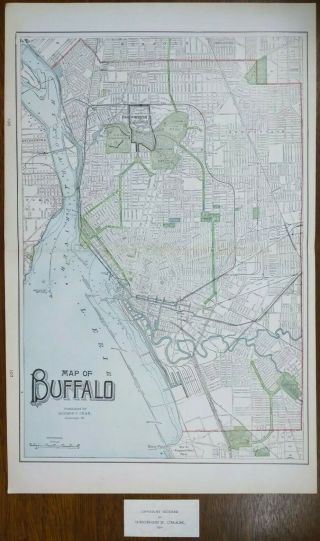 Vintage 1901 Buffalo York Map 14 " X22 " Old Antique Niagara Falls
