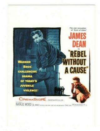 Rebel Without A Cause Movie Poster James Dean Vintage 4x6 Postcard Af114
