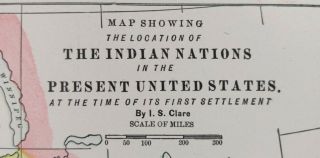 Vintage 1901 Indian Nations Map 14 " X11 " Old Antique Cultures Tribes