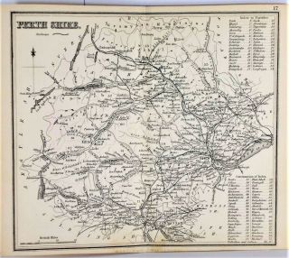 Old Antique Map Perthshire Scotland C1870 