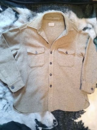 Rare L.  L.  Bean Vintage 1960s Wool Tweed Button Down Hunting Shirt Men 