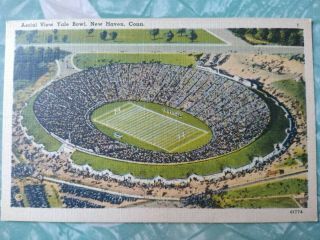 Aerial View Of Yale Bowl,  Haven,  Connecticut Vintage Linen Stadium Postcard