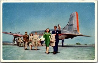 Vintage 1950s American Airlines Advertising Postcard In Spanish (on Back)