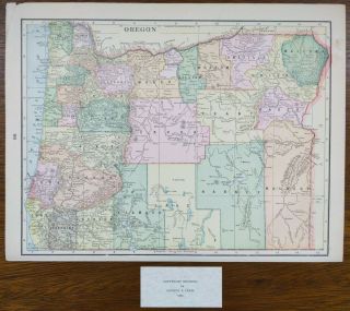 Vintage 1900 Oregon Map 14 " X11 " Old Antique Corvallis Albany Toledo