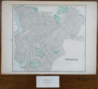 Vintage 1900 Brooklyn York Map 14 " X11 " Old Antique Prospect Park