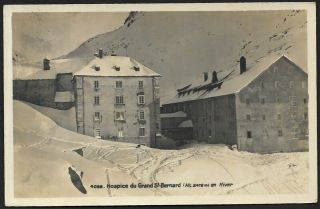 Switzerland Hospoce Du Grand St.  Bernard In Winter Vintage Postcard