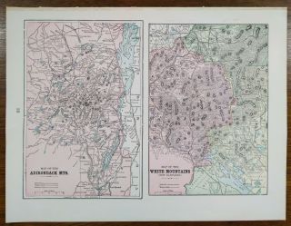 Vintage 1900 Mountains Map 14 " X11 " Old Antique Adirondack White Mtns