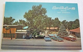 Vintage 1950s Cars Sage N Sun Motel Pasco Washington State Color Post Card