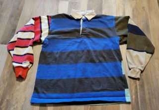 Vintage Barbarian Cotton Rugby Polo Shirt Xl Multi Color Mismatch Rare Colorway