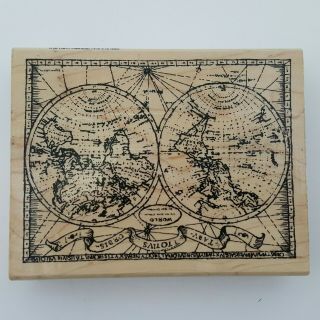 Stampendous Old World Map R163 Rubber Stamp 5 " X 3.  75 "